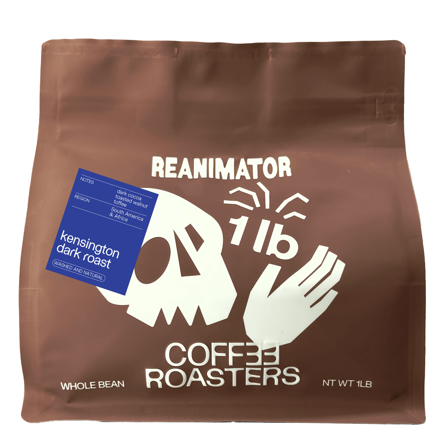 Kensington Blend. Specialty coffee blend. ReAnimator Coffee roasters. Whole bean coffee. Dark Roast coffee blend.